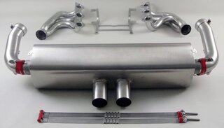 70 mm Race Exhaust System - 997.2 GT3 Cup "M&M" Cat Bypass, Stainless Steel, with Tips 2x70mm
