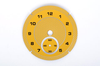 Analog Clock Instrument Face Macan - Speed Yellow - Diamond Pattern