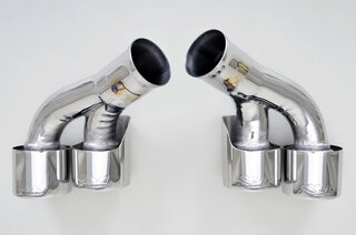 Endrohrsatz " Brombacher " Edelstahl poliert  997 S 09- Doppel rund 4x90mm