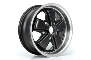 6x15 ET36 Replika-Fuchs Felge  - TÜV - Matt Schwarz/Poliert - Deep 6 Design