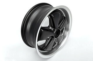 6x15 ET36 Replika-Fuchs Felge  - TÜV - Matt Schwarz/Poliert - Deep 6 Design