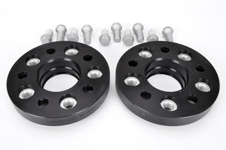 Elargisseur 22mm alu anodisé noir fixe (2pièce) avec vis de roue noires, Macan
