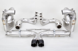 Sportabgasanlage 997.1 GT3/GT3RS Klappenumbau, 200Zeller, 2 x 80mm Endrohre schwarz