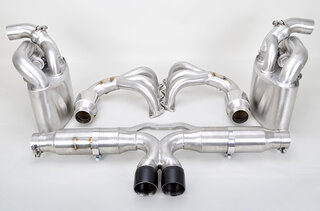 Sportabgasanlage 997.1 GT3/GT3RS Klappenumbau, 200Zeller, 2 x 80mm Endrohre schwarz