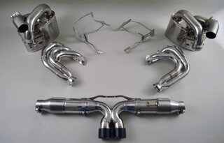 Sportabgasanlage 997.1 GT3/GT3RS Klappenumbau, Leerkat, 2 x 90mm Endrohre schwarz