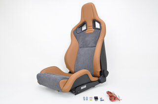 Sportster CS Recaro  leather brown nature/Alcantara anthracite, Seat with Heating, left - Driverseat