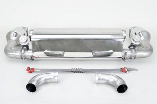 Silencieux sport "Brombacher" 997 turbo, à clapets avec cata.sport 100 cellules (export) inox