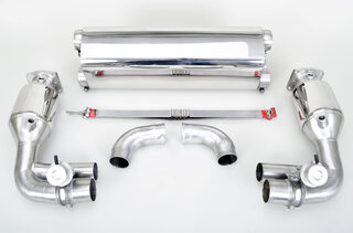 Silencieux sport "Brombacher" 997 turbo, à clapets avec cata.sport 100 cellules (export) inox