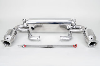 Silencieux sport "Brombacher" 997 turbo, à clapets avec cata.sport 100 cellules (export) inox