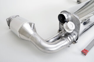 Silencieux sport "Brombacher" 997 turbo, à clapets avec cata.sport 100 cellules (export) inox