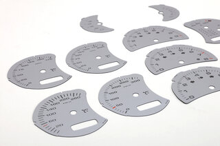 Zifferblattsatz Silber 996 Turbo / 996.2 GT3 mit Bordcomputer + Logo auf DZM