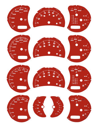 FVD Brombacher Instrument Face Set 996 Turbo / 996.2 GT3 - Guards Red - With Tach Logo