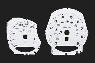 Instrument Face Set 981 - S Model - White - Manual - KPH - 300 KPH