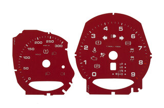 Instrument Face Set 981 - GTS Model - Carmine Red (RAL 3002) - PDK - KPH - 300 KPH - CUSTOM