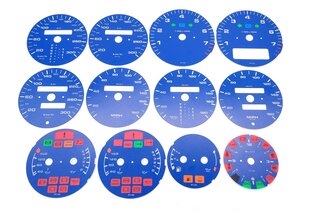 Jeu fonds de compteurs bleu maritime 964 / 965 3,3L / 993 C2/4 ,R