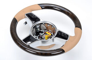 Steering wheel multifunction / gear shifter american Walnut wood / Luxor beige leather