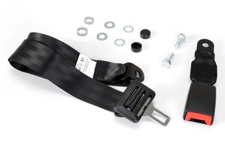 Beckengurt (statisch) und Gurtschloss schwarz inkl. Befestigungsmaterial mit E-Prüfzeichen