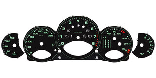 FVD Brombacher Instrument Face Set 997.1 Turbo - Black / Pantone 353C Tickmarks - Tiptronic - KPH