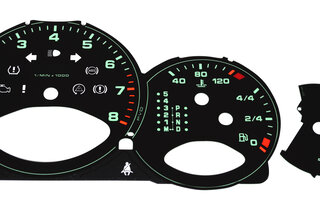 FVD Brombacher Instrument Face Set 997.1 Turbo - Black / Pantone 353C Tickmarks - Tiptronic - KPH