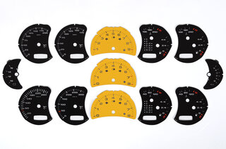 Zifferblattsatz Schwarz/Drehzahlmesser Speedgelb 986 / 996.2 / 996.2 GT3 - 2002-2005 mit Bordcompute