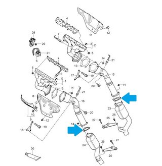 Primary Catalytic to Secondary Catalytic Gasket - Sold Individually - 958.1/ 958.2 Cayenne / 971.1P