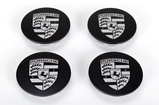 Nabendeckel - Satz ( 4 Stück) schwarz seidenglanz, Wappen schwarz-weiss