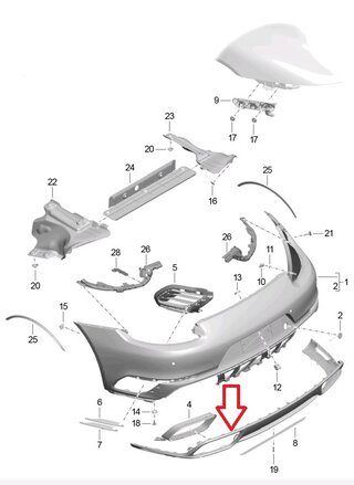 Aerokit Rear Bumper Diffuser 991.2 Turbo / Turbo S - Prime Coated