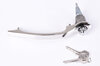 Door handle left with lock ylinder and key, chrome ( 63-67 )