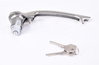Door handle left with lock ylinder and key, chrome ( 63-67 )