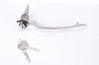 Door handle right with lock ylinder and key, chrome ( 63-67 )