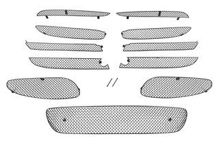 Jeu grilles pour bouclier AV 981 Boxster avec sensor parking - Complete - Noir