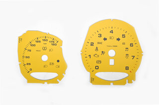 Jeu fonds de compteurs jaune racing 718 Boxster S / Cayman S - bte méca -MPH - °fahrenheit