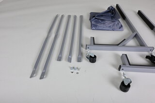 Chariot pour Hardtop avec blocage des roues, gris argent avec peinture époxi inclus toile couverture