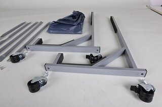 Chariot pour Hardtop avec blocage des roues, gris argent avec peinture époxi inclus toile couverture