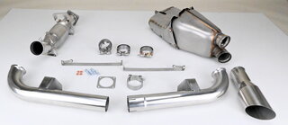 Sport Silencer Set Complete w/ single tailpipe - Side exhaust bypass/Cat bypass - W/O heat exchanger