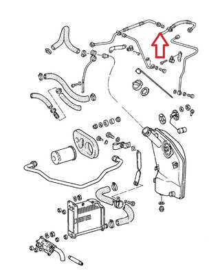 Ölleitung Nockenwellenschmierung ohne hydraulische. Kettensp. 69-83 links