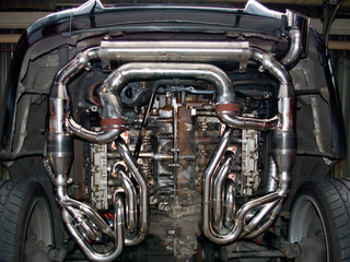 Ligne d'échappt.GT 964 inox sans cata /silencieux 2 entrées 1sortie ovale /avec chauff.