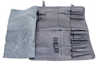 Classic Porsche Tool Bag | Black Leather & Red + Blue Tartan (Plaid) | Without Tools