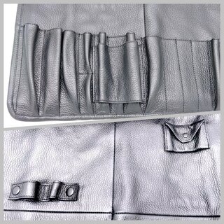 Classic Porsche Tool Bag | Black Leather & Red + Blue Tartan (Plaid) | Without Tools