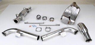 Sport Silencer Set Complete w/ single tailpipe - Side exhaust bypass/Cat bypass - W/O heat exchanger