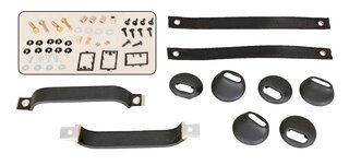 Jeu habillages de porte RS cuir noir avec kit ouverture, tirettes noires