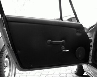 Jeu habillages de porte RS cuir noir avec kit ouverture, tirettes noires