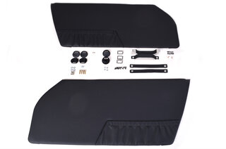 RS-Leichtbau-Türverkleidungssatz Leder schwarz, Türtaschen Leder schwarz, Türschlaufen schwarz
