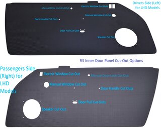 Türverkleidungssatz Carbon "RS" (links und rechts) Rote Schlaufen komplett - Nur Türgriff