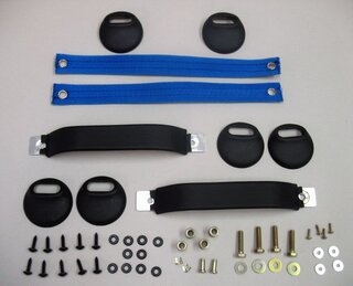 RS Door Handle + Pull Kit 911 / 930 / 964 / 993 - Black Leather Handles + Maritime Blue Door Pulls
