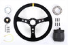 GT Race Steering Wheel - Black Suede - Yellow Indicator - ø 350 mm - For Cars Without AB