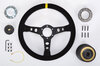 GT Race Steering Wheel - Black Suede - Yellow Indicator - ø 350 mm - For Cars Without AB