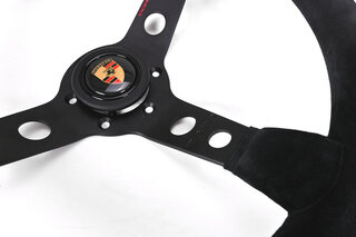 GT Race Steering Wheel - Black Suede - Yellow Indicator - ø 350 mm - For Cars Without AB