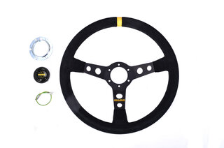 Lenkrad MOMO Mod 07 Wildleder schwarz, 350mm, ohne TÜV ohne Nabe nur Fahrzeuge ohne AB