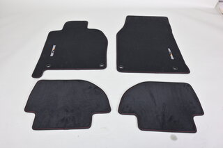 Floor Mat Set 944 - Black Tufted Velour - Red Edging - Red Stitching - FVD Brombacher Logo